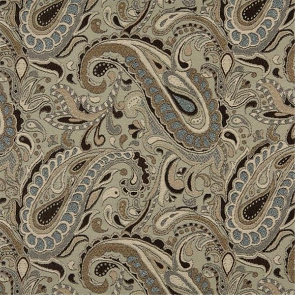 Designer Fabrics K0110A 54 in. Wide Brown; Beige; Light Blue And Tan Paisley Woven Solution Dyed Indoor & Outdoor Upholstery Fabric K0110A - main